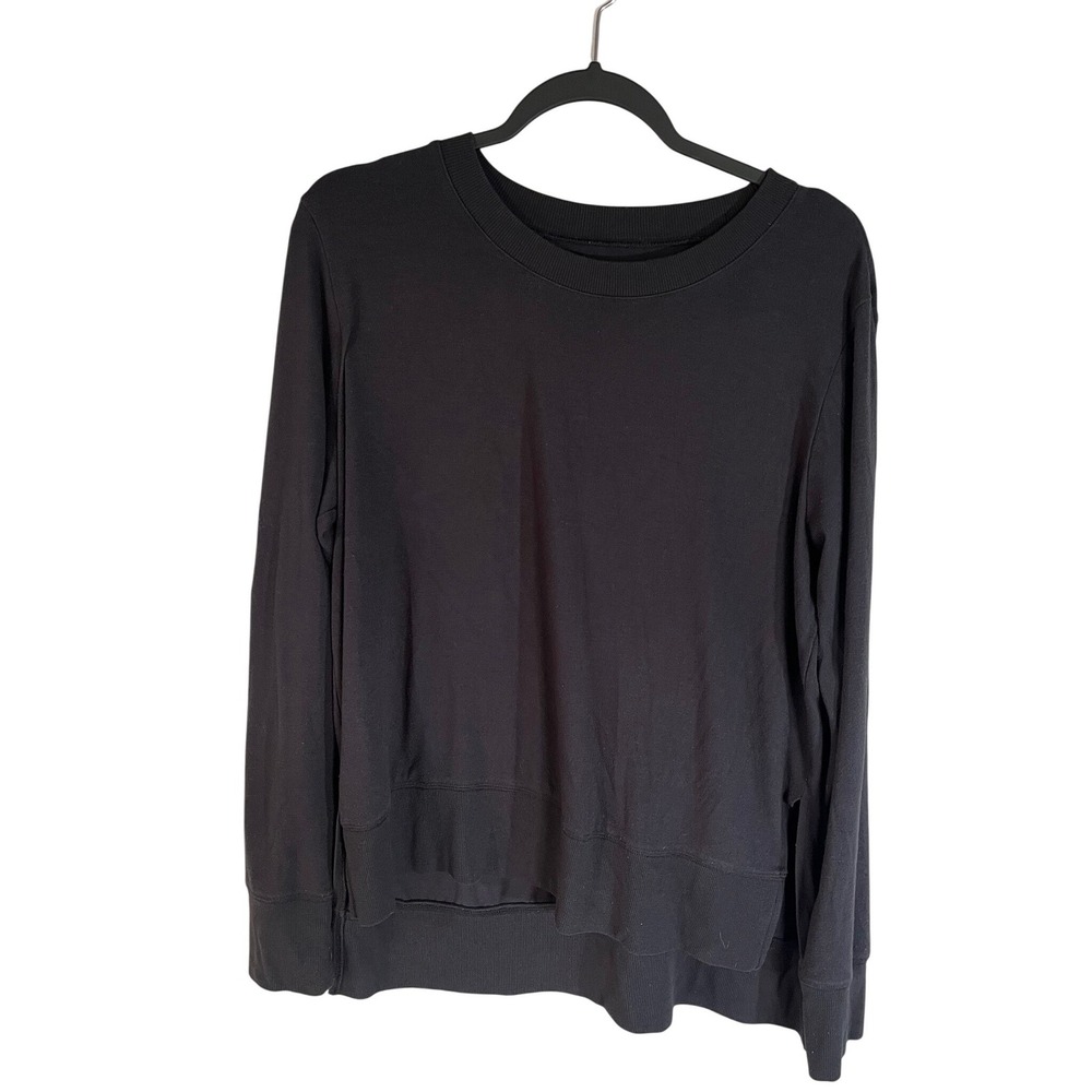 Alo Yoga Glimpse Long Sleeve Top Size L Black High Low Hem Pullover Lived In